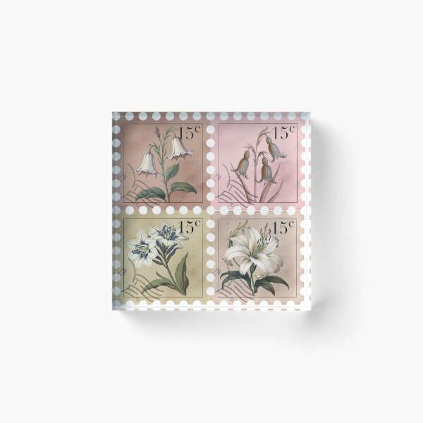 Item preview, Four Vintage Flower Stamps designed and sold by arteena.