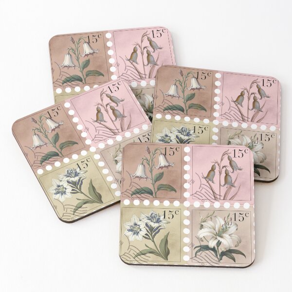 Item preview, Four Vintage Flower Stamps designed and sold by arteena.