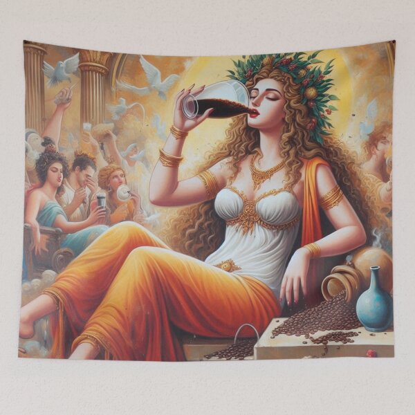 Item preview, Coffee Greek curly Goddess  designed and sold by OrbitGlow Studio  .