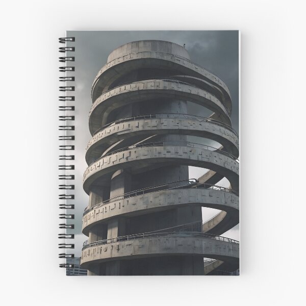 Item preview, Spiral Monument | Brutalist Concrete Ramp Under Clouded Sky designed and sold by Brutal days.ai.
