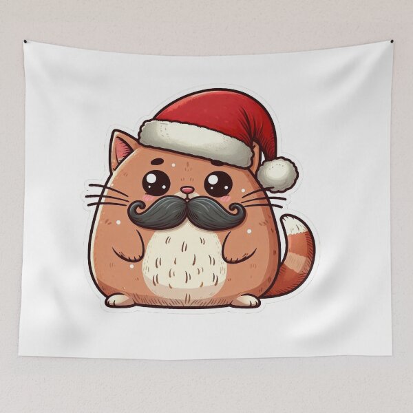 Item preview, Santa Cat with Big Mustache designed and sold by rymarenko.