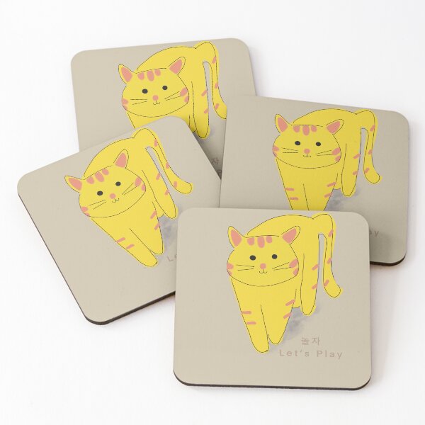 Item preview, Playful Yellow Cat with Korean Text designed and sold by Boomiya.