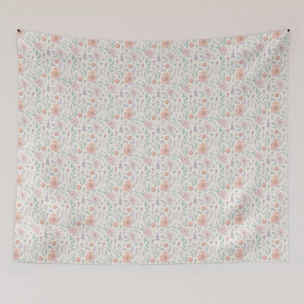Item preview, Pastel Floral Line Art - Pink, Purple, Orange & Green Botanical Illustration designed and sold by carysdesignshop.