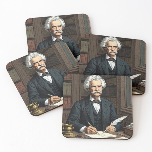 Item preview, Mark Twain vintage etching style portrait art designed and sold by Vintage Designs +.