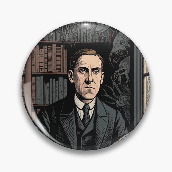 Item preview, H.P Lovecraft vintage etching style portrait art designed and sold by Vintage Designs +.