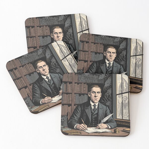 Item preview, H.P Lovecraft vintage etching style portrait art designed and sold by Vintage Designs +.