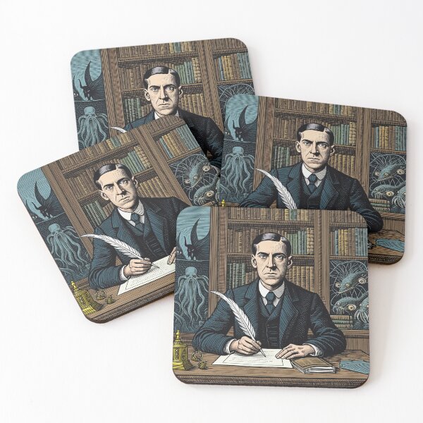 Item preview, H.P Lovecraft vintage etching style portrait art designed and sold by Vintage Designs +.