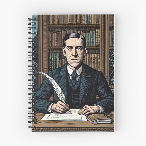 Item preview, H.P Lovecraft vintage etching style portrait art designed and sold by Vintage Designs +.