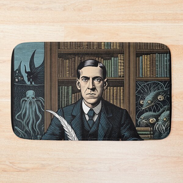 Item preview, H.P Lovecraft vintage etching style portrait art designed and sold by Vintage Designs +.