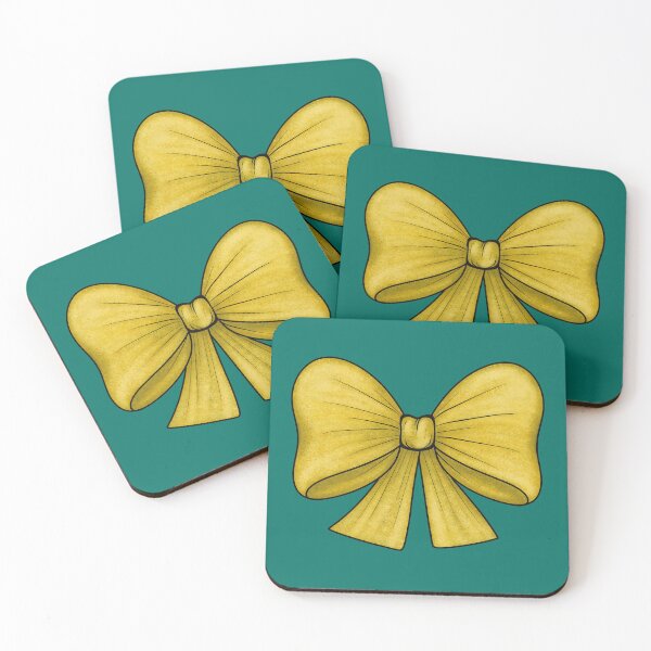 Item preview, Yellow bow on a dark turquoise background designed and sold by Cherevan.