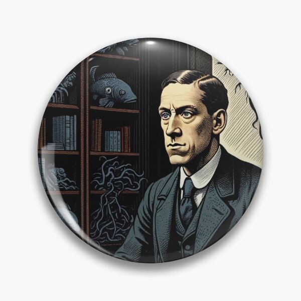 Item preview,  H.P Lovecraft vintage etching style portrait art designed and sold by Vintage Designs +.
