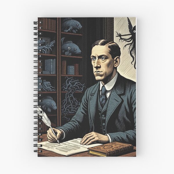 Item preview,  H.P Lovecraft vintage etching style portrait art designed and sold by Vintage Designs +.