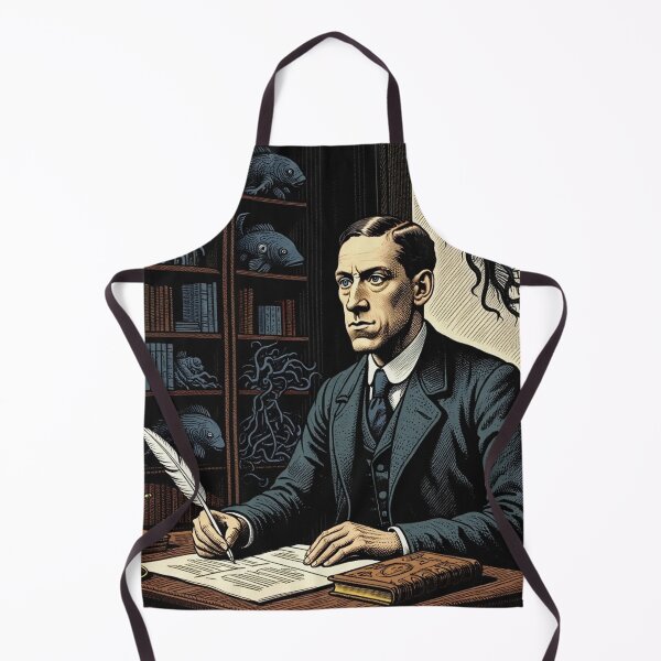 Item preview,  H.P Lovecraft vintage etching style portrait art designed and sold by Vintage Designs +.