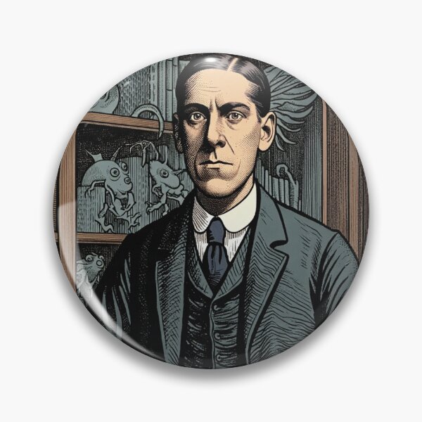Item preview,  H.P Lovecraft vintage etching style portrait art designed and sold by Vintage Designs +.