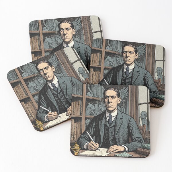 Item preview,  H.P Lovecraft vintage etching style portrait art designed and sold by Vintage Designs +.