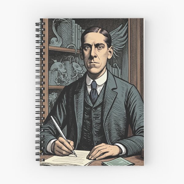 Item preview,  H.P Lovecraft vintage etching style portrait art designed and sold by Vintage Designs +.
