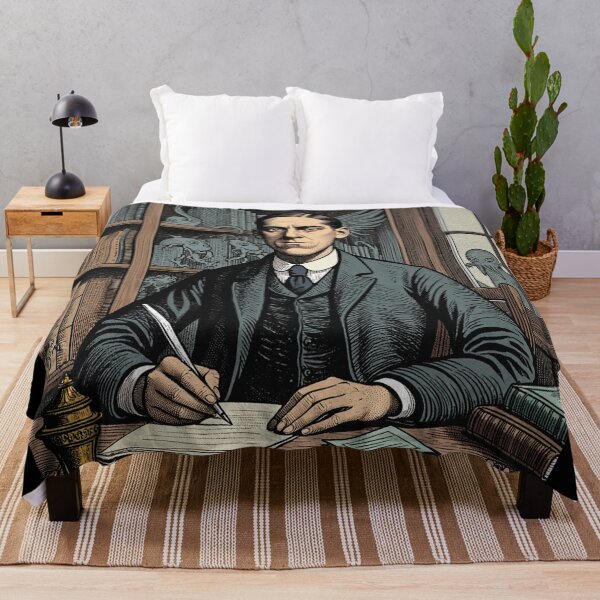 Item preview, H.P Lovecraft vintage etching style portrait art designed and sold by Vintage Designs +.