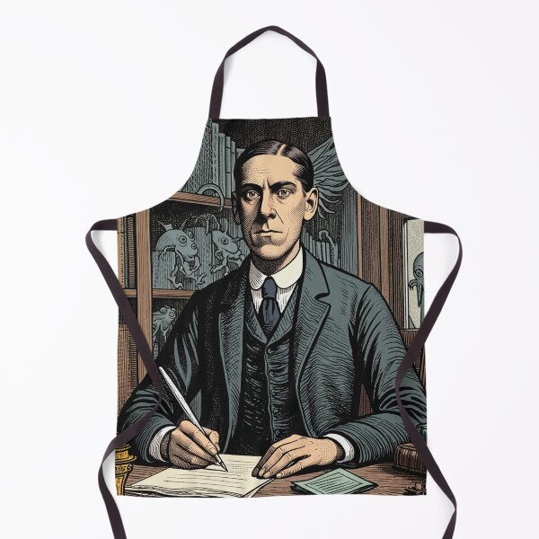 Item preview,  H.P Lovecraft vintage etching style portrait art designed and sold by Vintage Designs +.