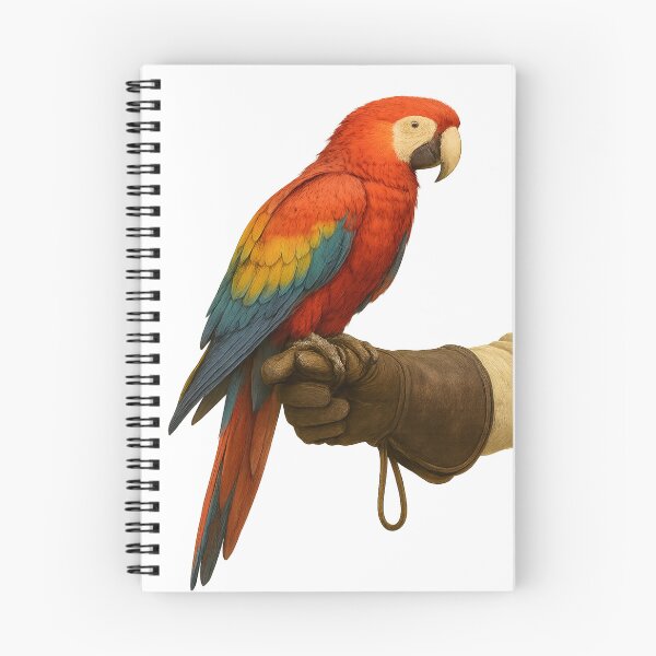 Artikelvorschau, Scharlachroter Ara auf Handschuh – Realistische Papageienillustration entworfen und verkauft von © Zenscape Studio 2025.