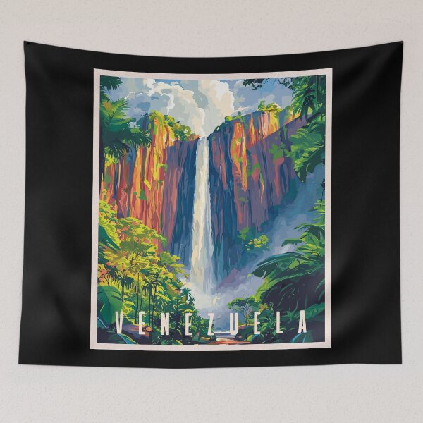 Item preview, Venezuela Salto Ángel, Vintage Art Travel Landscape designed and sold by MaateoDesign.