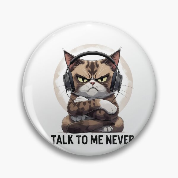 Item preview, Grumpy Cat Headphones – Talk to Me Never | Funny Introvert Cat Design designed and sold by SDesignsUSA.