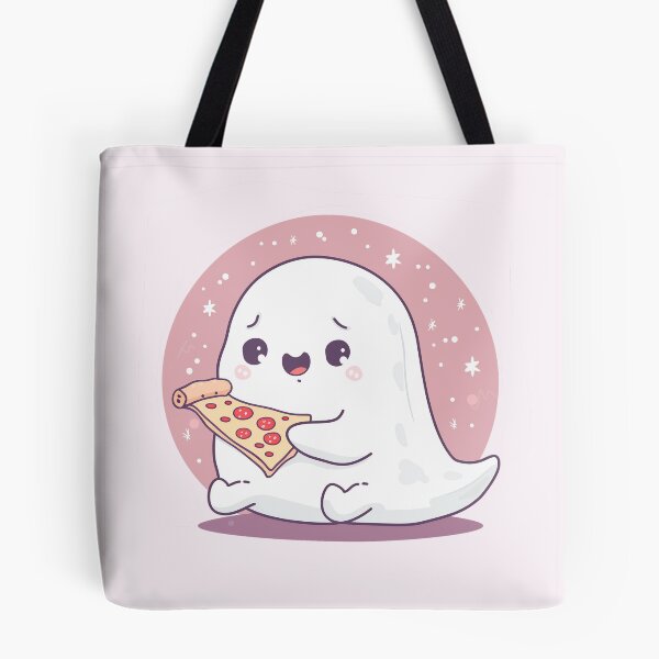 Item preview, Fantasma kawaii comiendo pizza: linda camiseta de Halloween en tonos pastel designed and sold by VectiveLab.