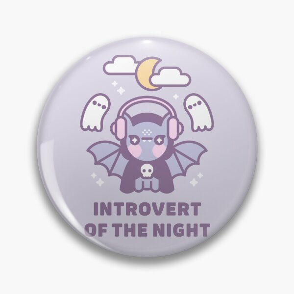 Item preview, Introvert of the Night – Cute Kawaii Bat with Headphones and Ghosts designed and sold by musingtreeart.