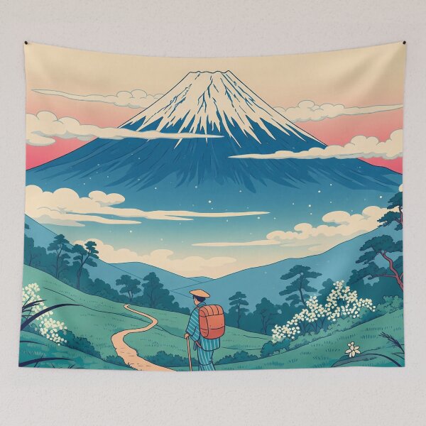 Item preview, Mount Fuji with Drifting Clouds – Traditional Ukiyo-e Inspired Art designed and sold by Dino-Lune.