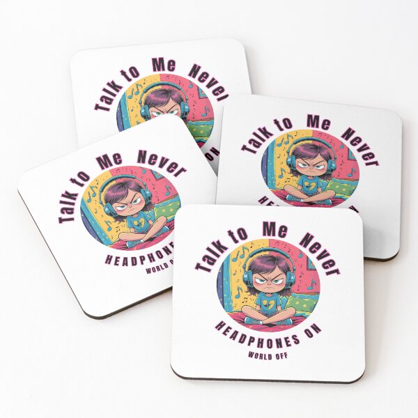 Item preview, Grumpy Girl with Headphones – Talk to Me Never | Funny Introvert Design designed and sold by SDesignsUSA.