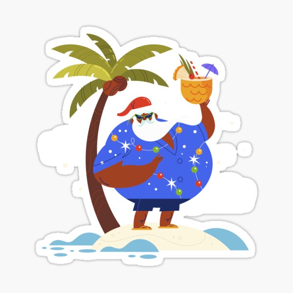 Item preview, tropical beach summer christmas vacation black santa designed and sold by Gossip Rag.