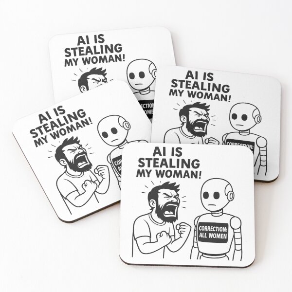 Item preview, AI is Stealing My Woman – Funny Robot Quote Design designed and sold by Bellassi.