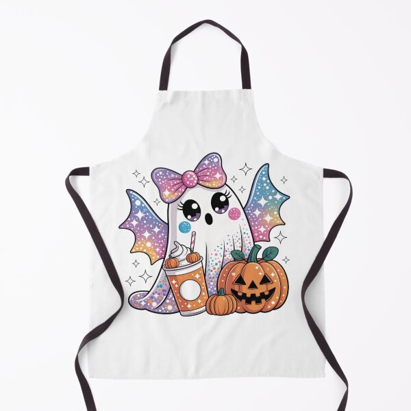 Item preview, Fantasma lindo con un café latte y una calabaza designed and sold by JonysCreativeDesigns.