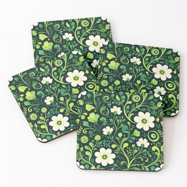 Item preview, Pretty Green Flower Pattern designed and sold by IslaKarisArt.