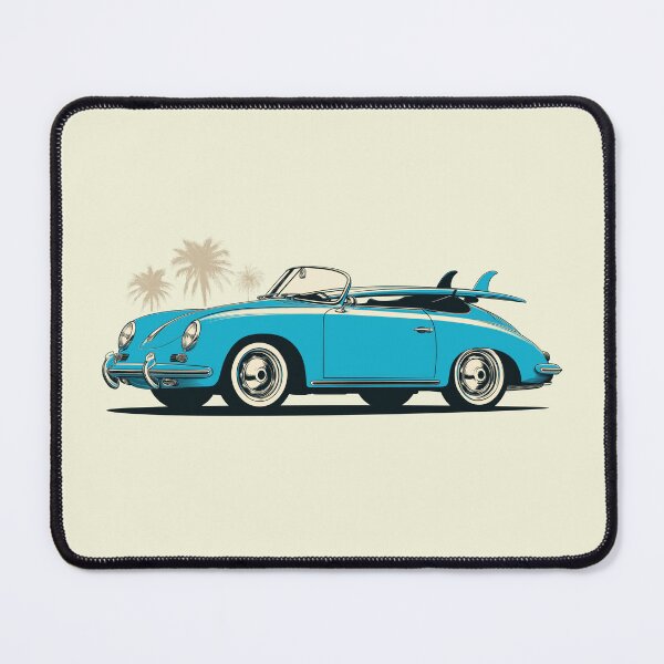Item preview, Vintage red Porsche 356 beach surf illustration designed and sold by blackdogshop.