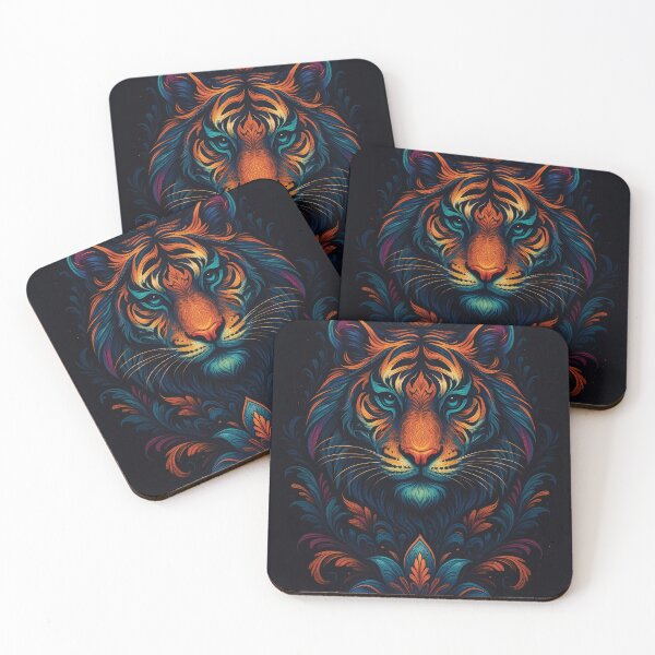 Item preview, Mystic Tiger Spirit – Vibrant Tribal Jungle Wall Art designed and sold by Gold Turtle  Lina.