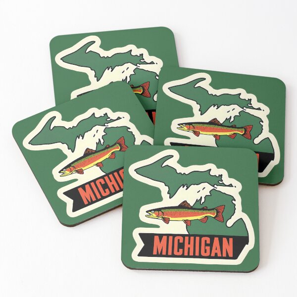 Item preview, Michigan Vintage Brook Trout Decal designed and sold by TheOldMittenIllustrated.