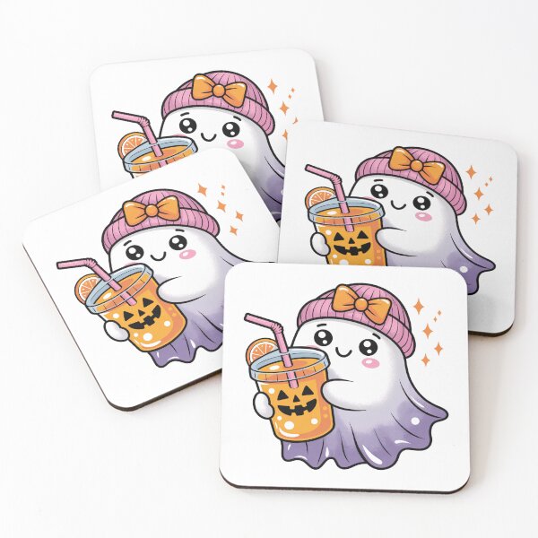 Item preview, Adorable ghost with a pumpkin slurpee designed and sold by JonysCreativeDesigns.