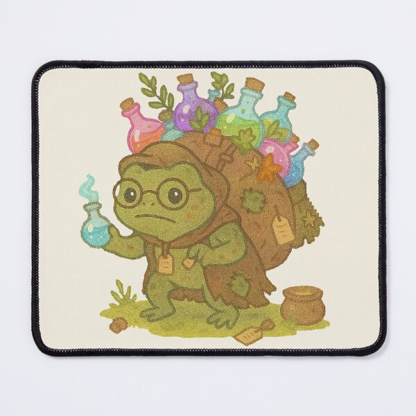 Item preview, Potion Seller Frog – Kawaii Traveling Merchant with Potion Bottles designed and sold by LuKreate.