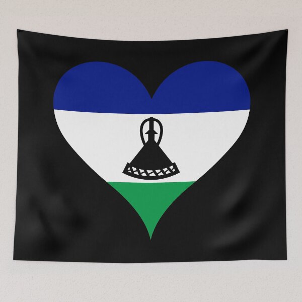 Item preview, Lesotho Heart Flag - Basotho Pride & Peace designed and sold by NTGUILTY.