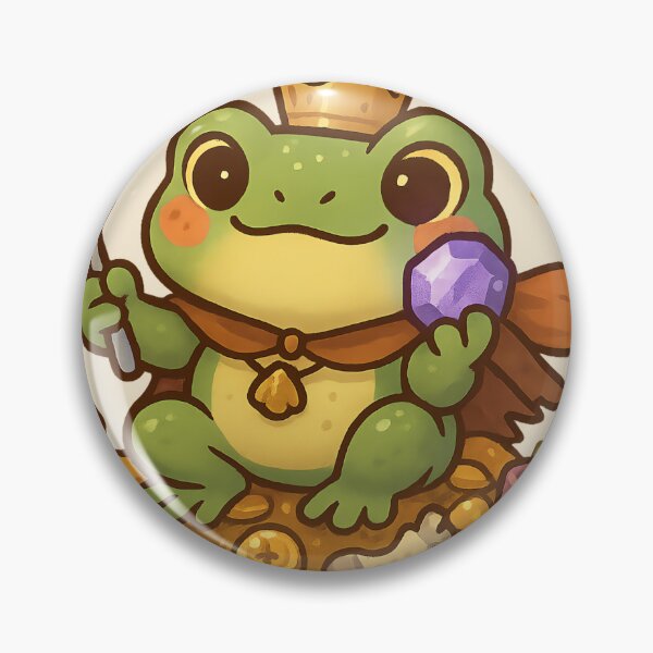 Item preview, Treasure Hoarder Frog – Kawaii Frog King with Gem and Gold designed and sold by LuKreate.