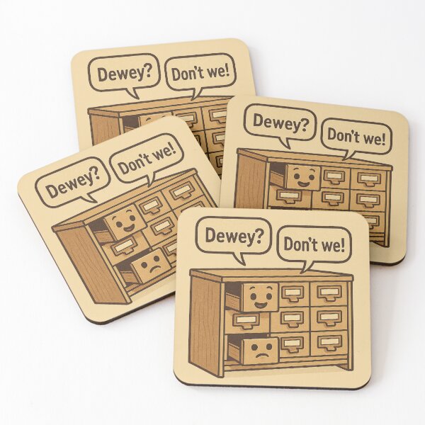 Item preview, Dewey or Don’t We – Retro Library Pun designed and sold by NovaMoodCo.