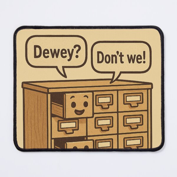 Item preview, Dewey or Don’t We – Retro Library Pun designed and sold by NovaMoodCo.
