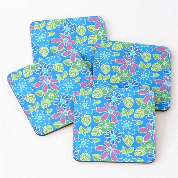 Item preview, Retro Blue And Pink Floral Pattern With Leaves designed and sold by DEC02.