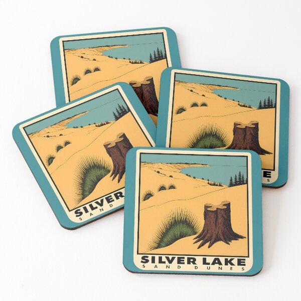Item preview, Silver Lake Sand Dunes Vintage Travel Decal designed and sold by TheOldMittenIllustrated.