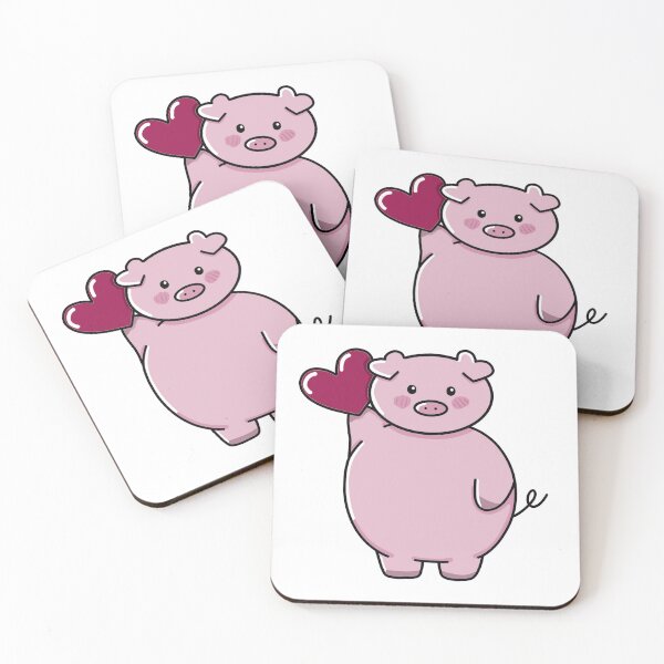 Artikelvorschau, Niedliches Schwein, das ein Herz hochhält, Valentines-Schwein-Zeichnung entworfen und verkauft von zcatstudio.