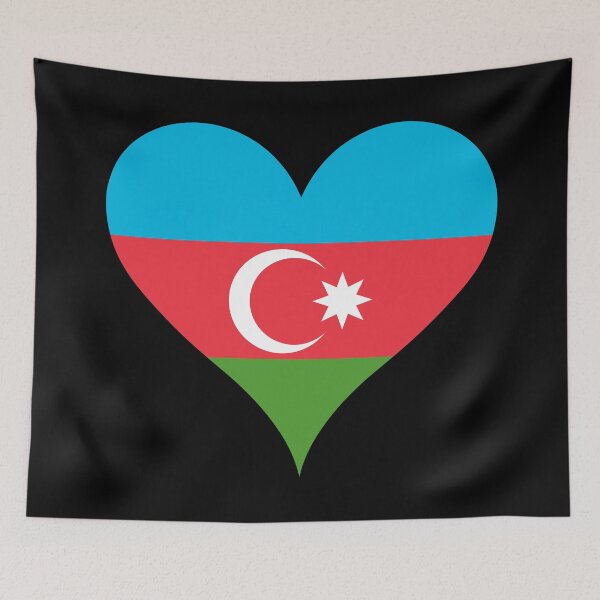 Item preview, Azerbaijan Heart Flag - Land of Fire Heritage designed and sold by NTGUILTY.