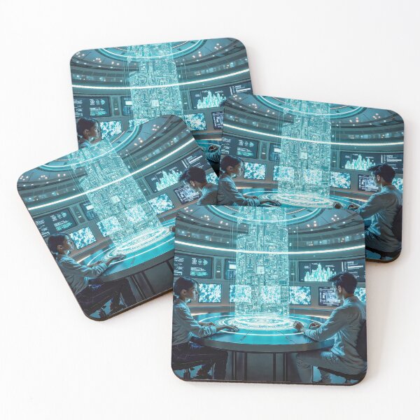 Item preview, male cyborg engineer working at a futuristic command center designed and sold by PEUCETA-BA.