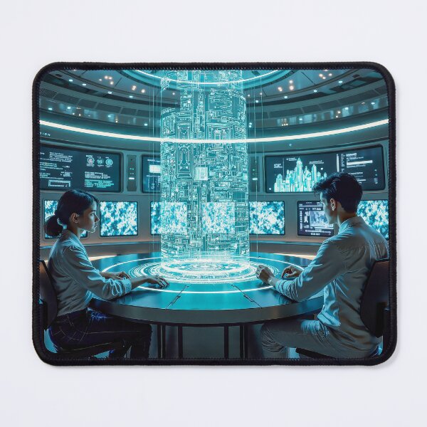 Item preview, male cyborg engineer working at a futuristic command center designed and sold by PEUCETA-BA.