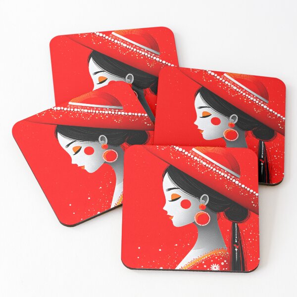 Item preview, Elegant Woman in Red with Traditional Hat  designed and sold by Artessie.