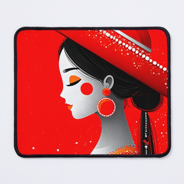 Item preview, Elegant Woman in Red with Traditional Hat  designed and sold by Artessie.